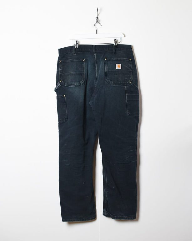 Black Carhartt Distressed Double Knee Carpenter Jeans - W38 L32