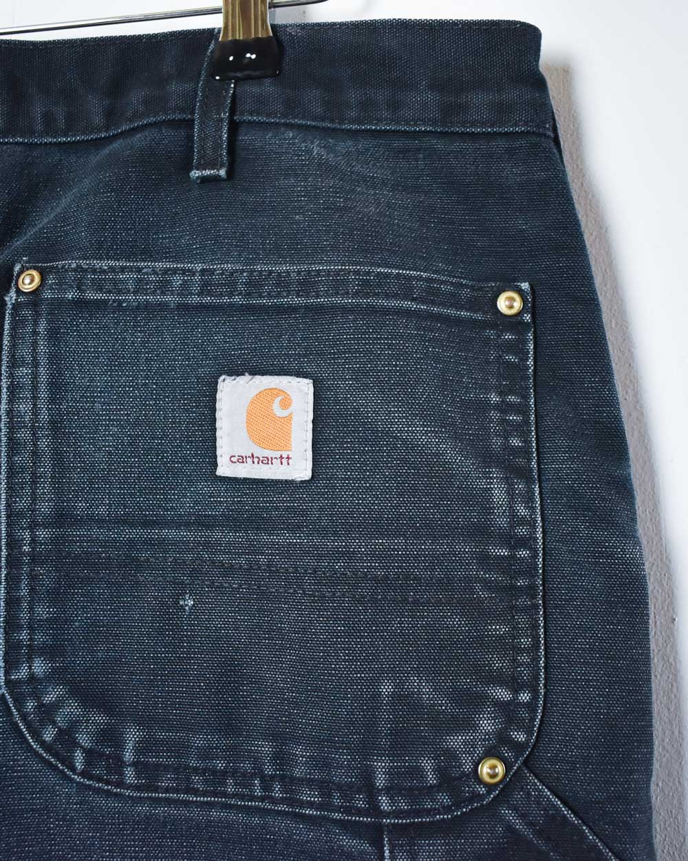 Black Carhartt Distressed Double Knee Carpenter Jeans - W38 L32