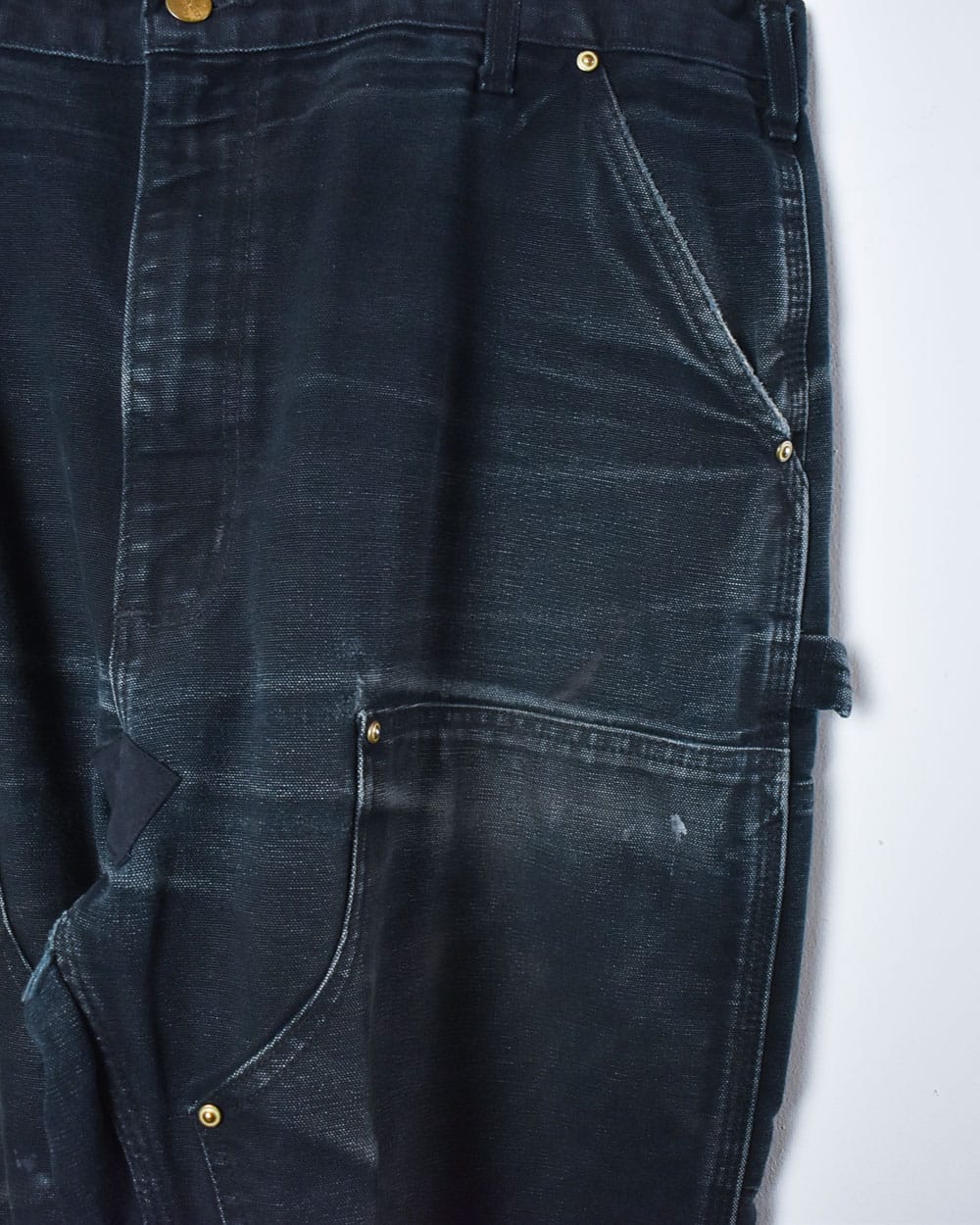 Black Carhartt Distressed Double Knee Carpenter Jeans - W38 L32