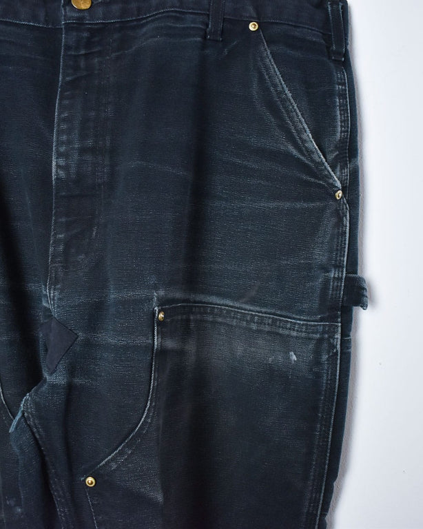 Black Carhartt Distressed Double Knee Carpenter Jeans - W38 L32