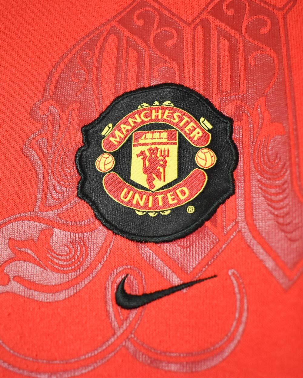 Orange Nike Manchester United 00s Hoodie - Large