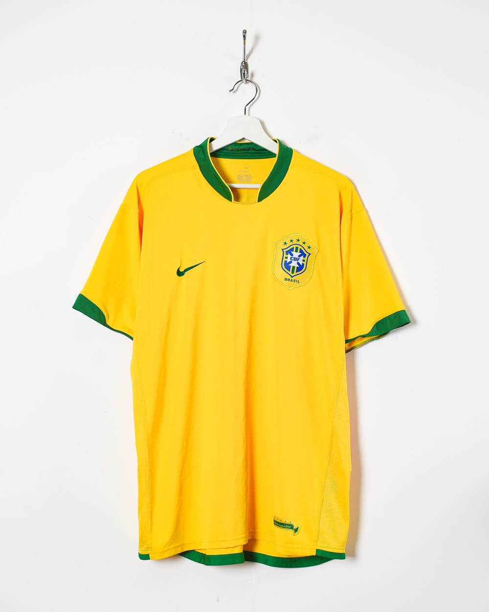 Yellow Nike Brazil 2006/08 Home Football Shirt - X-Large