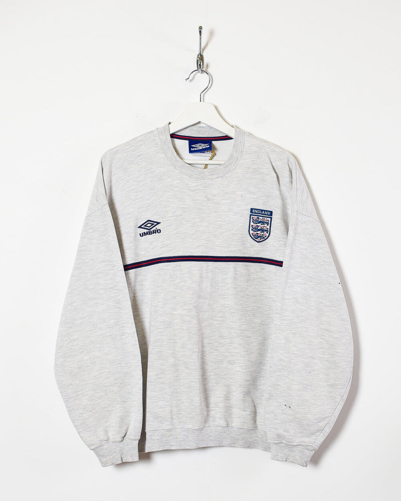 Vintage 90s Stone Umbro England 90s Sweatshirt - Small Cotton