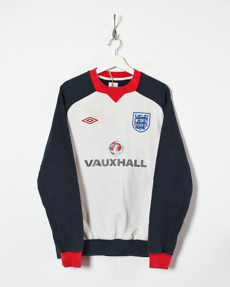 Vintage 00s White Umbro England Vauxhall Football Sweatshirt