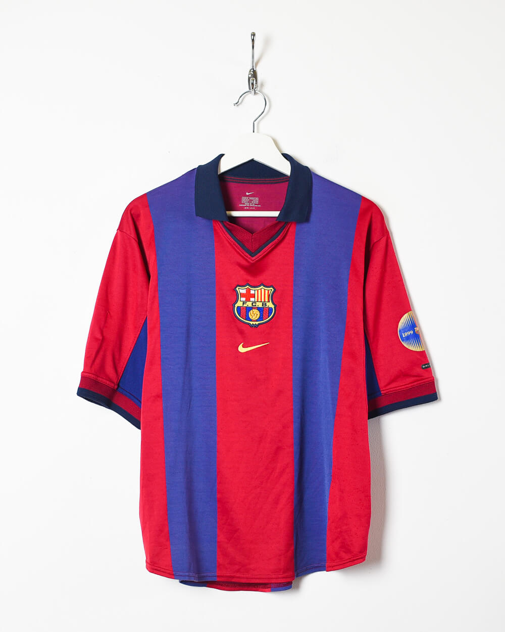 Red Nike 1998/99 FC Barcelona #11 Tameris 100 Years Home Shirt - Small