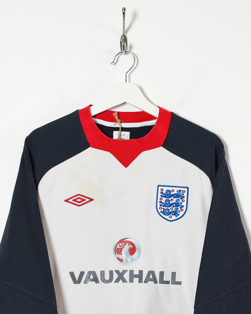 Vintage 00s White Umbro England Vauxhall Football Sweatshirt