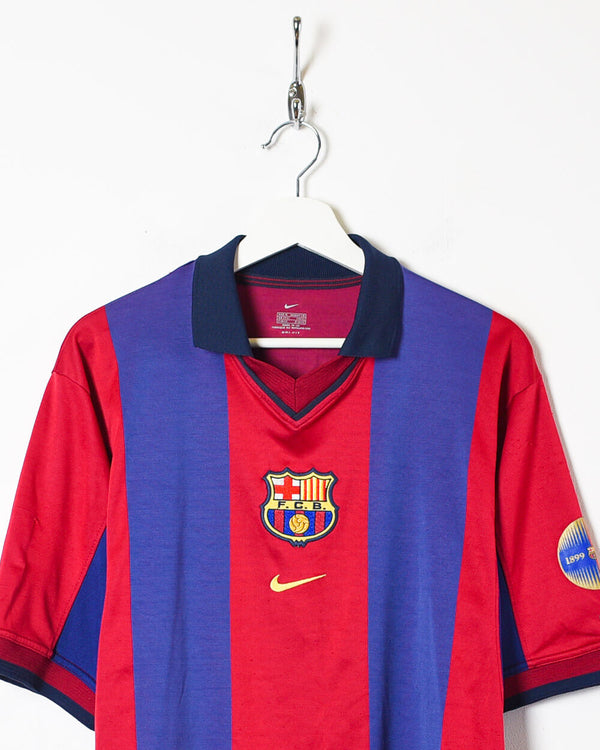 Red Nike 1998/99 FC Barcelona #11 Tameris 100 Years Home Shirt - Small