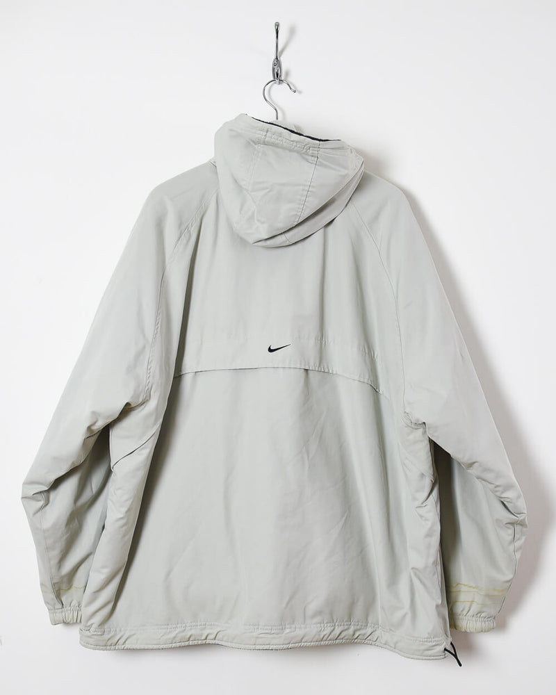 Vintage 00s Cotton Plain White Nike Reversible Hooded Fleece