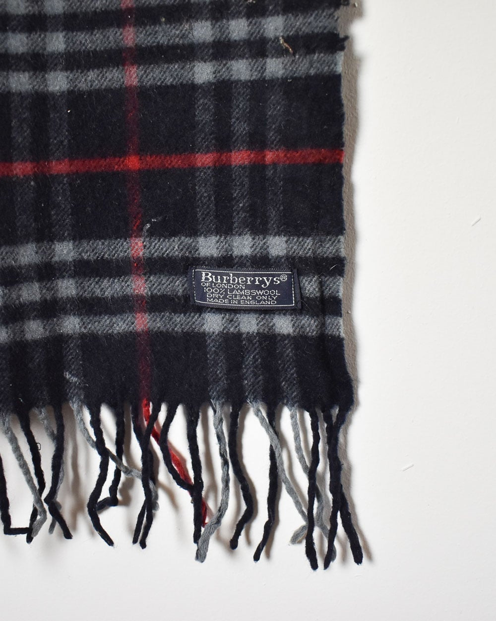 Navy Burberry Lambswool Scarf