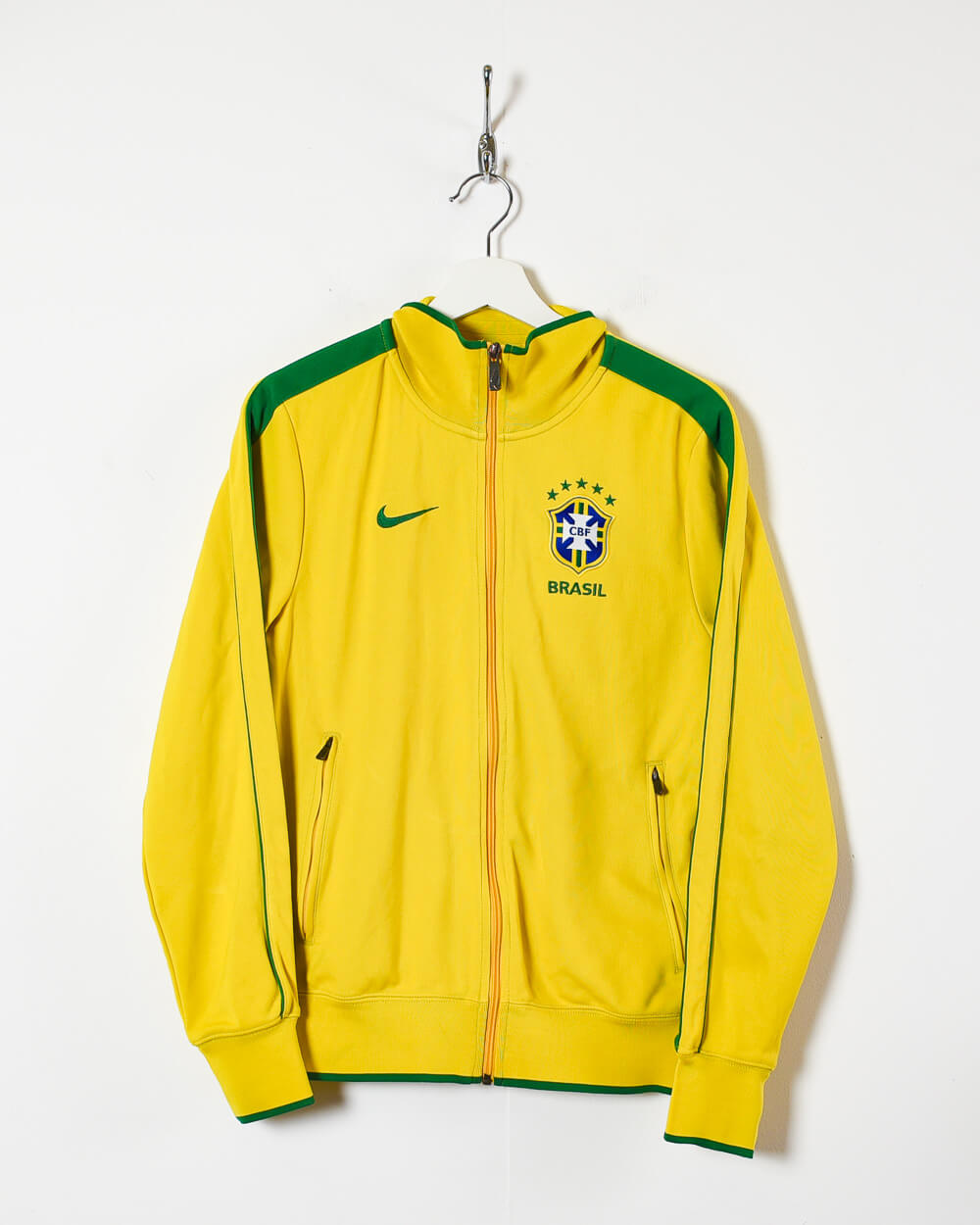 Nike Brasil Vintage Official Adult's Football Team Tracksuit Top Jacket ,  Size S, Green/Yellow