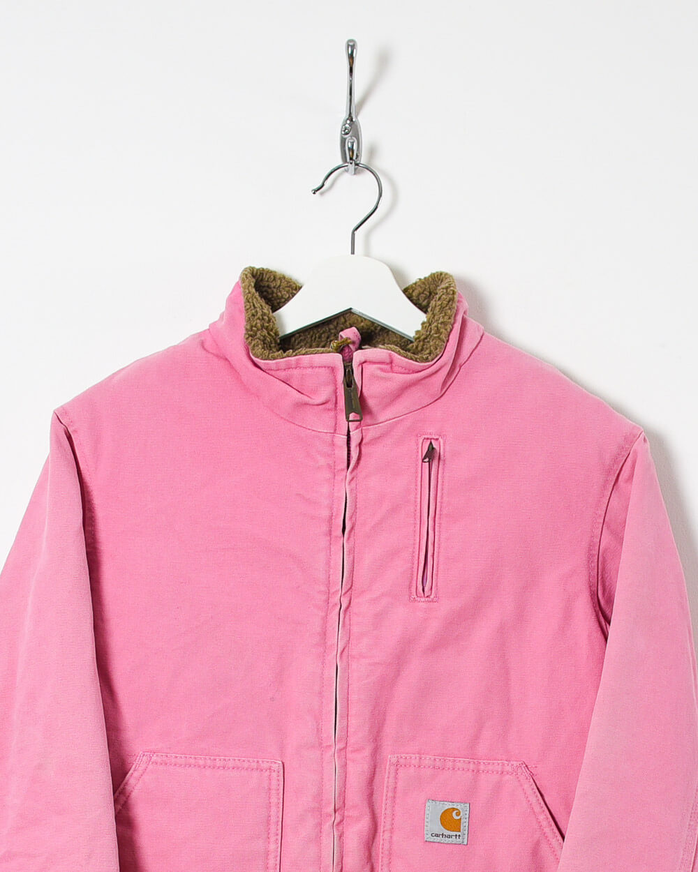 Vintage 00s Cotton Plain Pink Carhartt Women's Fleece Lined Jacket