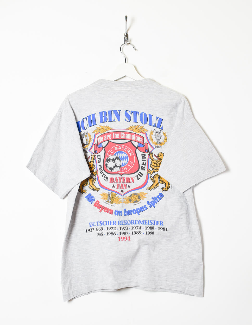 Stone FC Bayern Munich 1994 Champions Graphic T-Shirt - Large