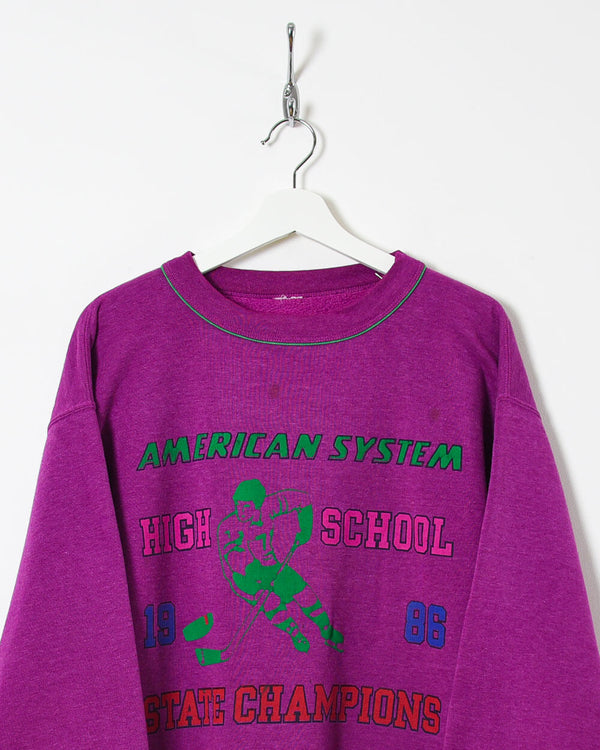 1986 American System High School State Champions Sweatshirt - Medium - Domno Vintage 90s, 80s, 00s Retro and Vintage Clothing 