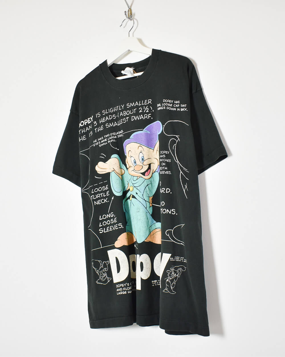 Vintage 90s Cotton Black Walt Disney's Snow White Dopey T-Shirt